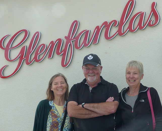 Alison, Kevin, and Fiona at Glenfarclas Distillery, Scotland